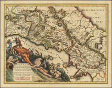 (Roman Region) Latium Campanje en Samnium et de Omleggende Landstreeken [Latium, Campania, and Samnium and the surrounding regions.] By Francois Halma