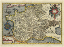 (Separately Published Ortelius Map - Proof State) Gallia By Abraham Ortelius / Guillaume Postel