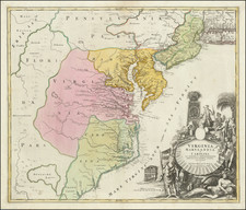 Mid-Atlantic, Maryland, Delaware, Southeast and Virginia Map By Johann Baptist Homann