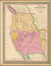 Southwest, Arizona, Utah, Nevada, New Mexico, Rocky Mountains, Utah, Oregon, Washington and California Map By Samuel Augustus Mitchell