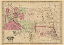 Plains, Nebraska, North Dakota, South Dakota, Rocky Mountains, Idaho, Montana and Wyoming Map By Benjamin P Ward / Alvin Jewett Johnson