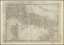 Italy and Balearic Islands Map By Girolamo Ruscelli