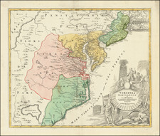Virginia Marylandia et Carolina In America Septentrionali Britannorum industria exculta repraesentate By Johann Baptist Homann