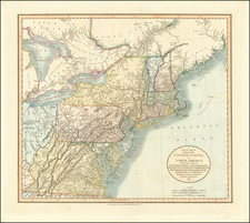 New England, Connecticut, Maine, Massachusetts, Vermont, New York State, Mid-Atlantic, New Jersey, Pennsylvania, Maryland, Virginia, Midwest and Ohio Map By John Cary