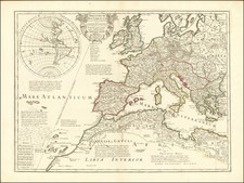 Europe, British Isles and America Map By Guillaume De L'Isle