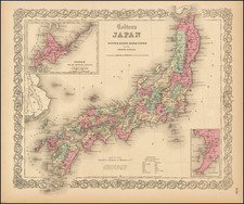 Japan Map By Alvin Jewett Johnson  &  Ross C. Browning