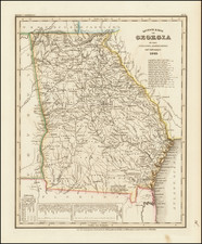 Neueste Karte von Georgia mit seinen Strassen, Eisenbahnen und Entfernungen 1845. [Latest Map of Georgia with its Roads, Railways, and Distances 1845.]