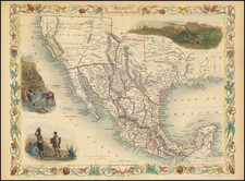 Texas, Southwest, Rocky Mountains, Mexico and California Map By John Tallis