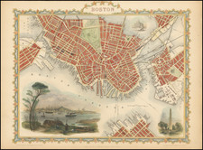 Massachusetts and Boston Map By John Tallis