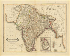 India and Sri Lanka Map By William Home Lizars