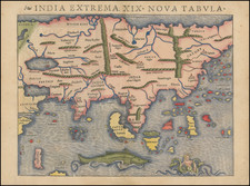 (1st State)  [ First Map of Asian Continent ]  India Extrema XIX Nova Tabula   By Sebastian Munster