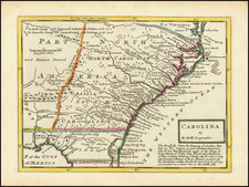 Florida, Kentucky, Tennessee, Georgia, North Carolina and South Carolina Map By Herman Moll