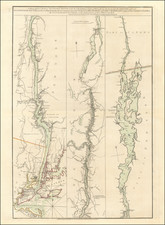 A Topographical Map of Hudsons River, with the Channels Depth of Water, Rocks, Shoals, &c.  and the Country Adjacent, from Sandy-Hook New York and Bay to Fort Edward, also the Communication with Canada by Lake George and Lake Champlain, as high as Fort Chambly on Sorel River. . . 1776 By Claude Joseph Sauthier