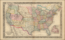 United States Map By Samuel Augustus Mitchell Jr.