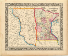 Minnesota, North Dakota and South Dakota Map By Samuel Augustus Mitchell Jr.