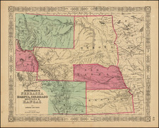 Johnson's Nebraska, Dakota, Montana and Kansas [Rare Pre-Wyoming Territory configuration] By Benjamin P Ward  &  Alvin Jewett Johnson