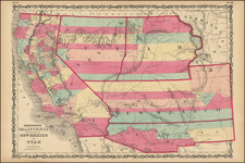 Southwest, Arizona, Colorado, Utah, Nevada, New Mexico, Rocky Mountains, Colorado, Utah and California Map By Alvin Jewett Johnson  &  Ross C. Browning