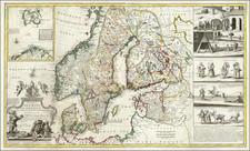 Scandinavia, Sweden, Norway and Denmark Map By Herman Moll