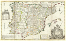 Spain and Portugal Map By Herman Moll