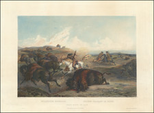 Indians Hunting the Bison | Indianische Bisojagd. | Indiens Chassant le Bison. By Karl Bodmer