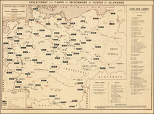 World War II and Germany Map By Service des Prisonniers de Guerre