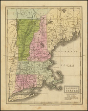 New England, Connecticut, Maine, Massachusetts, New Hampshire, Rhode Island and Vermont Map By D.F. Robinson