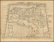 Balkans and Italy Map By Girolamo Ruscelli