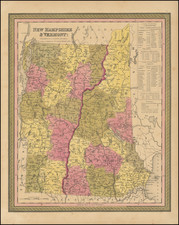 New Hampshire and Vermont Map By Samuel Augustus Mitchell