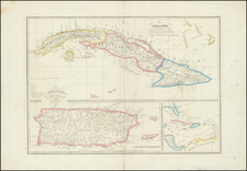 Isla de Cuba con arreglo a la nueva division territorial  [and]  Isla de Puerto-Rico By Camilo Alabern