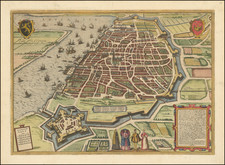 Belgium Map By Georg Braun  &  Frans Hogenberg