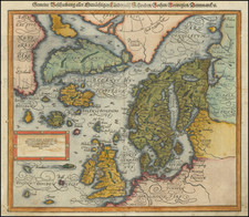 Polar Maps, Atlantic Ocean, Baltic Countries, Scandinavia, Iceland and Eastern Canada Map By Sebastian Munster