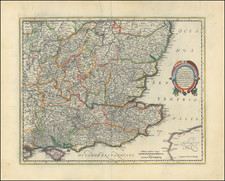 Warwicum, Northhamtonia, Huntingdonia, Cantabrigia, Suffolcia, Oxonium, Buckinghamia, Befordia, Harfordia, Essexia, Berceria, Middlesexia, Southhatonia, Surria, Catiu & Southsexia   By Jodocus Hondius / Gerhard Mercator