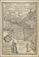 World, North America, South America and America Map By Jodocus Hondius