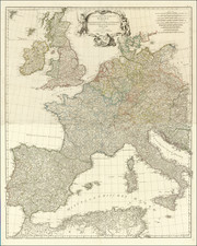 Europe Map By Jean-Baptiste Bourguignon d'Anville / Franz Anton Schraembl