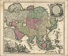 Asia Cum Omnibus Imperiis Provinciis Statibus et Insulis Iuxta Observationes Recentissimas et Accuratissimas… [Asia, with all the empires, provinces, states, and islands, according to the most recent and accurate observations...] By Matthaus Seutter