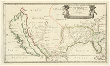 Florida, Southeast, Texas, Southwest and California as an Island Map By Nicolas Sanson