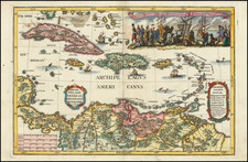 Caribbean, Cuba, Jamaica and Hispaniola Map By Heinrich Scherer