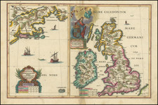 New England and British Isles Map By Heinrich Scherer