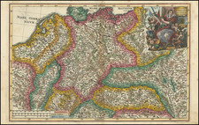 Netherlands, Belgium, Austria, Hungary, Czech Republic & Slovakia and Germany Map By Heinrich Scherer