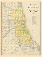 Railway Terminal Map of Chicago By Rand McNally & Company