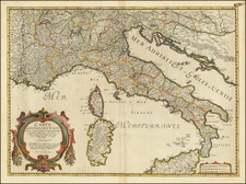 Carte Generale De L'Italie Et des Isles et Pays Circonvoisins Nouvellement Dressee apres Magin & autres autheurs . . . 1643 By Melchior Tavernier