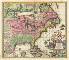 South, Southeast, Texas, Midwest and North America Map By Matthaus Seutter