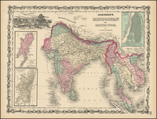 India, Southeast Asia and Thailand, Cambodia, Vietnam Map By Alvin Jewett Johnson  &  Ross C. Browning