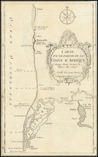 Carte d'une Partie de la Coste d'Afrique Depuis Tanit Jusq'a la Riviere du Senegal By Jacques Nicolas Bellin