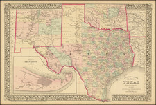 Texas Map By Samuel Augustus Mitchell Jr.