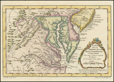 Maryland, Southeast and Virginia Map By Jacques Nicolas Bellin