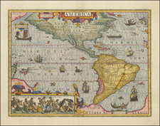 Western Hemisphere and America Map By Jodocus Hondius
