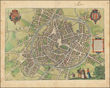 Belgium Map By Georg Braun  &  Frans Hogenberg