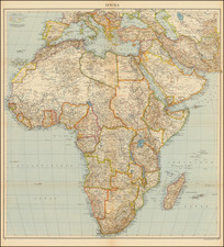 Africa and World War II Map By Bibliographische Institut