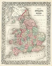 Europe and British Isles Map By Samuel Augustus Mitchell Jr.